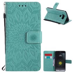 Embossing Sunflower Leather Wallet Case for LG G5 - Green