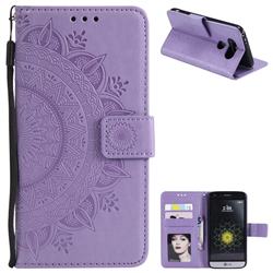 Intricate Embossing Datura Leather Wallet Case for LG G5 - Purple