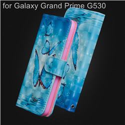 Blue Sea Butterflies 3D Painted Leather Wallet Case for Samsung Galaxy Grand Prime G530