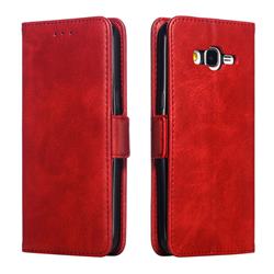 Retro Classic Calf Pattern Leather Wallet Phone Case for Samsung Galaxy Grand Prime G530 - Red