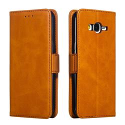 Retro Classic Calf Pattern Leather Wallet Phone Case for Samsung Galaxy Grand Prime G530 - Yellow