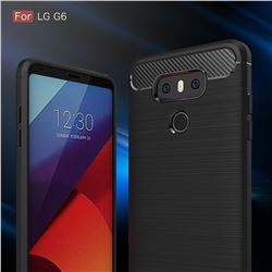 Luxury Carbon Fiber Brushed Wire Drawing Silicone TPU Back Cover for LG G6 (Black)