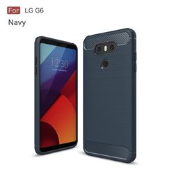 Luxury Carbon Fiber Brushed Wire Drawing Silicone TPU Back Cover for LG G6 (Navy)