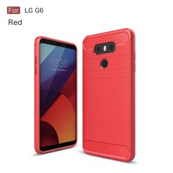 Luxury Carbon Fiber Brushed Wire Drawing Silicone TPU Back Cover for LG G6 (Red)