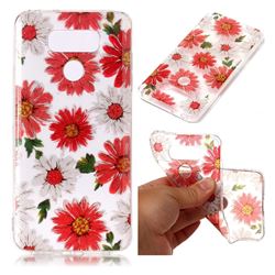 Red Daisy Super Clear Flash Powder Shiny Soft TPU Back Cover for LG G6