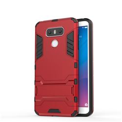 Armor Premium Tactical Grip Kickstand Shockproof Dual Layer Rugged Hard Cover for LG G6 - Wine Red