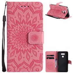 Embossing Sunflower Leather Wallet Case for LG G6 - Pink