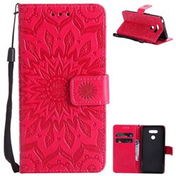 Embossing Sunflower Leather Wallet Case for LG G6 - Red
