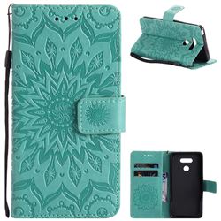 Embossing Sunflower Leather Wallet Case for LG G6 - Green
