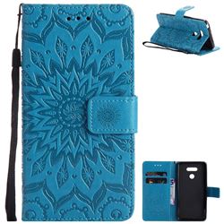 Embossing Sunflower Leather Wallet Case for LG G6 - Blue