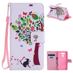 Cat and Tree PU Leather Wallet Case for LG G6