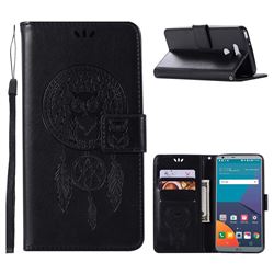 Intricate Embossing Owl Campanula Leather Wallet Case for LG G6 - Black