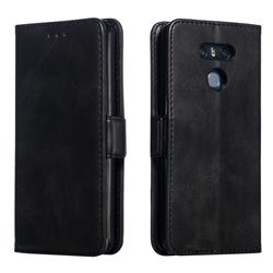 Retro Classic Calf Pattern Leather Wallet Phone Case for LG G6 - Black