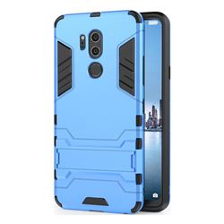 Armor Premium Tactical Grip Kickstand Shockproof Dual Layer Rugged Hard Cover for LG G7 ThinQ - Light Blue