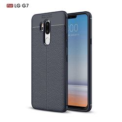 Luxury Auto Focus Litchi Texture Silicone TPU Back Cover for LG G7 ThinQ - Dark Blue
