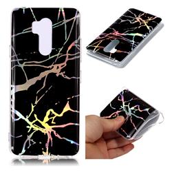 Plating Black Marble Pattern Bright Color Laser Soft TPU Case for LG G7 ThinQ