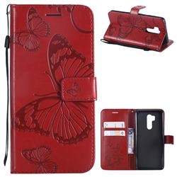 Embossing 3D Butterfly Leather Wallet Case for LG G7 ThinQ - Red