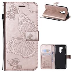Embossing 3D Butterfly Leather Wallet Case for LG G7 ThinQ - Rose Gold