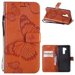 Embossing 3D Butterfly Leather Wallet Case for LG G7 ThinQ - Orange
