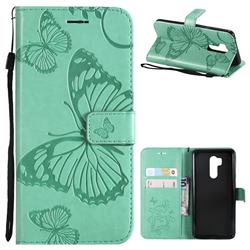 Embossing 3D Butterfly Leather Wallet Case for LG G7 ThinQ - Green