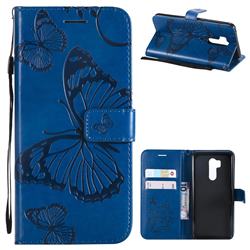 Embossing 3D Butterfly Leather Wallet Case for LG G7 ThinQ - Blue