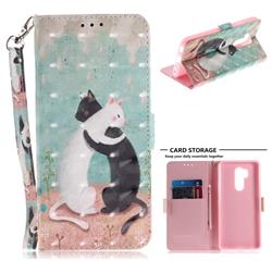 Black and White Cat 3D Painted Leather Wallet Phone Case for LG G7 ThinQ