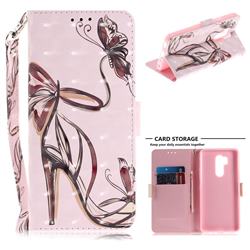 Butterfly High Heels 3D Painted Leather Wallet Phone Case for LG G7 ThinQ