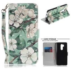 Watercolor Flower 3D Painted Leather Wallet Phone Case for LG G7 ThinQ