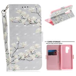 Magnolia Flower 3D Painted Leather Wallet Phone Case for LG G7 ThinQ