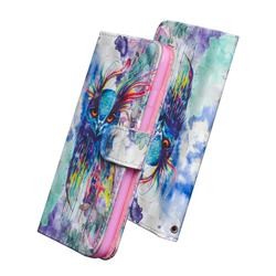 Watercolor Owl 3D Painted Leather Wallet Case for LG G7 ThinQ