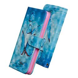 Blue Sea Butterflies 3D Painted Leather Wallet Case for LG G7 ThinQ