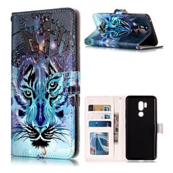Ice Wolf 3D Relief Oil PU Leather Wallet Case for LG G7 ThinQ