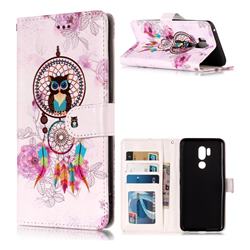Wind Chimes Owl 3D Relief Oil PU Leather Wallet Case for LG G7 ThinQ