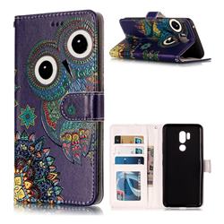 Folk Owl 3D Relief Oil PU Leather Wallet Case for LG G7 ThinQ