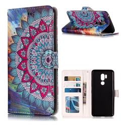 Mandala Flower 3D Relief Oil PU Leather Wallet Case for LG G7 ThinQ