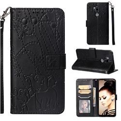 Embossing Fireworks Elephant Leather Wallet Case for LG G7 ThinQ - Black