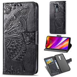 Embossing Mandala Flower Butterfly Leather Wallet Case for LG G7 ThinQ - Black