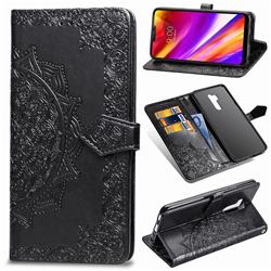Embossing Imprint Mandala Flower Leather Wallet Case for LG G7 ThinQ - Black