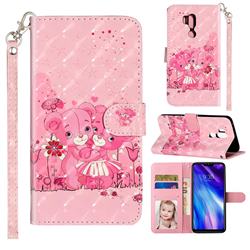 Pink Bear 3D Leather Phone Holster Wallet Case for LG G7 ThinQ