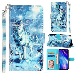 Snow Wolf 3D Leather Phone Holster Wallet Case for LG G7 ThinQ