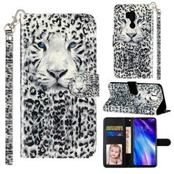 White Leopard 3D Leather Phone Holster Wallet Case for LG G7 ThinQ