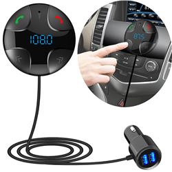 BC29B Blacktooth FM Transmitter Car Kit MP3 Music Player Dual USB Car Charger Hands Free Calling - Black