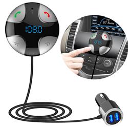 BC29B Silvertooth FM Transmitter Car Kit MP3 Music Player Dual USB Car Charger Hands Free Calling - Silver