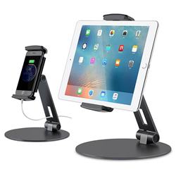 Universal Desk Setup 360 Rotating Aluminum Alloy Smartphone Tablet Stand Holder Mount AP-7C - Black