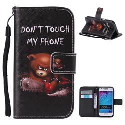 Angry Bear PU Leather Wallet Case for Samsung Galaxy J1 2015 J100