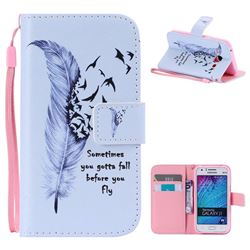 Feather Birds PU Leather Wallet Case for Samsung Galaxy J1 2015 J100