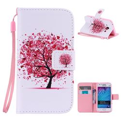 Colored Red Tree PU Leather Wallet Case for Samsung Galaxy J1 2015 J100
