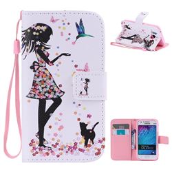 Petals and Cats PU Leather Wallet Case for Samsung Galaxy J1 2015 J100