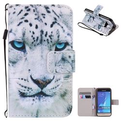 White Leopard PU Leather Wallet Case for Samsung Galaxy J1 2016 J120