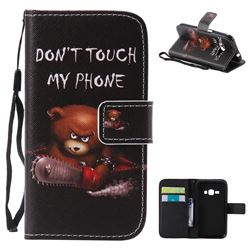 Angry Bear PU Leather Wallet Case for Samsung Galaxy J1 2016 J120